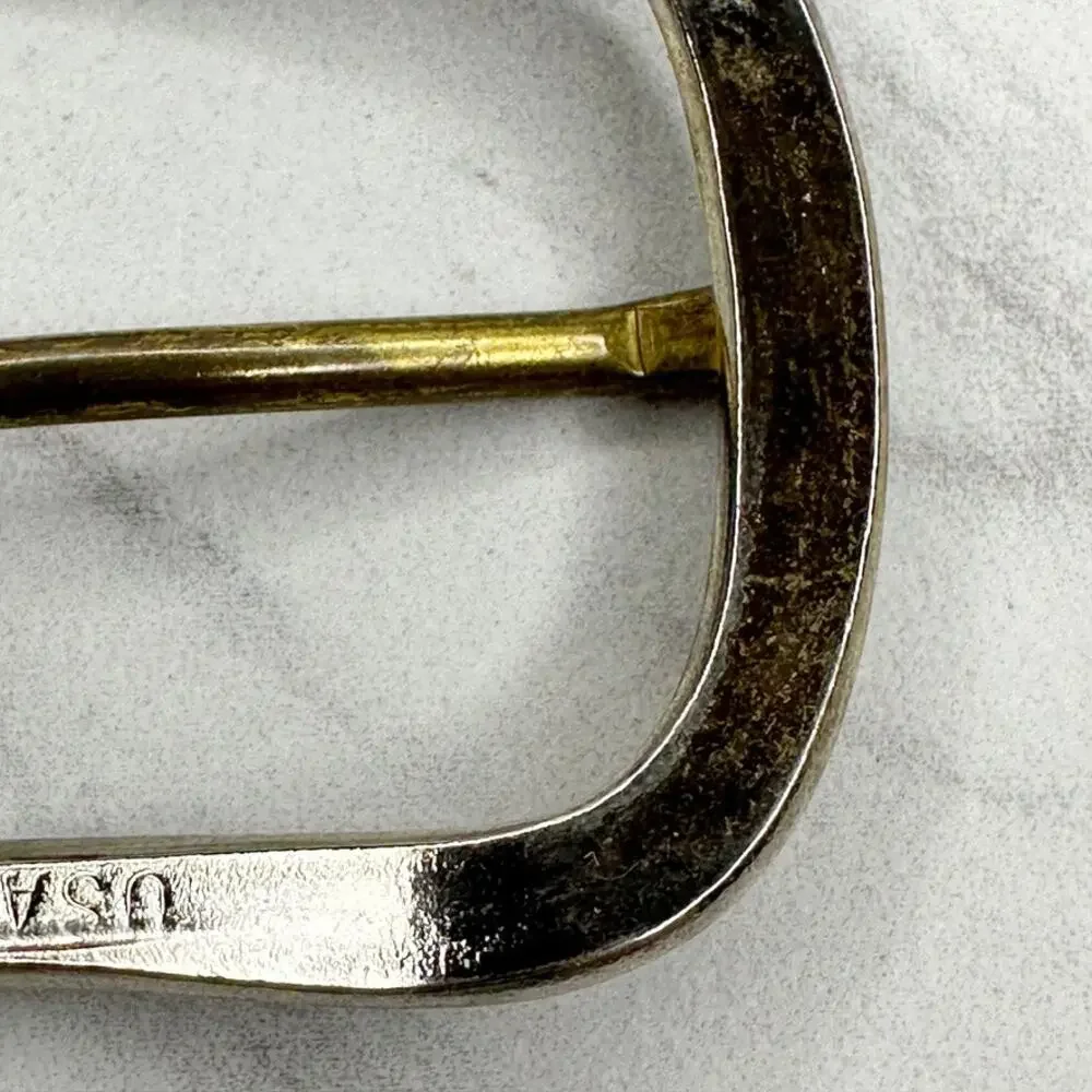 Vintage Two Tone Silver Gold Simple Basic Prong Belt Buckle Made in USA Unisex ✨